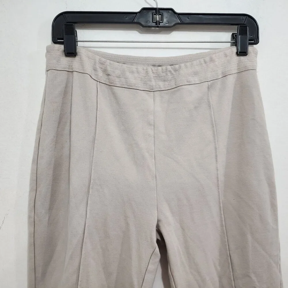 Soft Surroundings Ponte Knit Crop Capri Pants Seam Beige Stretch Womens Petite M